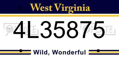 4L35875 West Virginia License Plate