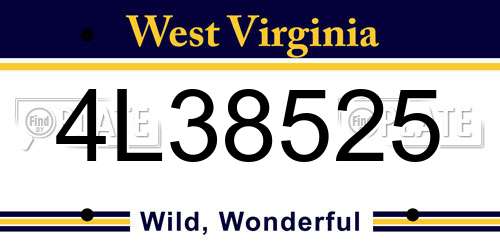 4L38525 West Virginia License Plate