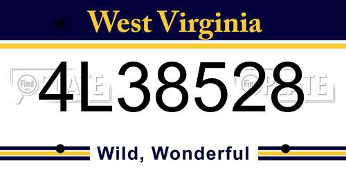 4L38528 West Virginia License Plate