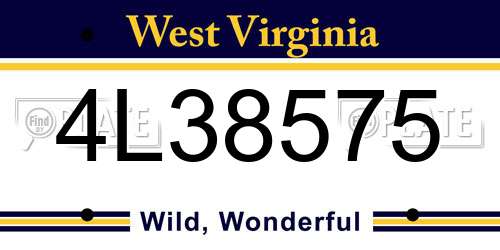 4L38575 West Virginia License Plate