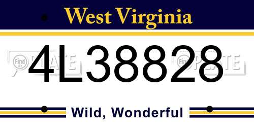 4L38828 West Virginia License Plate