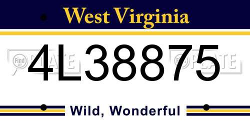 4L38875 West Virginia License Plate