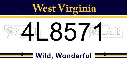 4L8571 West Virginia License Plate