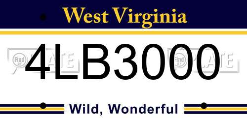 4LB3000 West Virginia License Plate