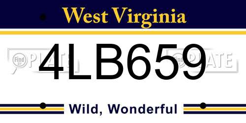4LB659 West Virginia License Plate