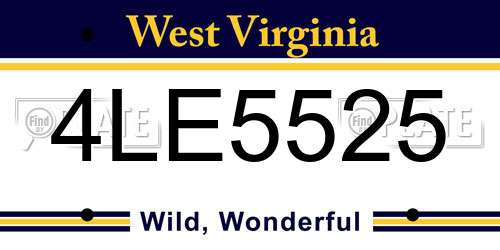 4LE5525 West Virginia License Plate