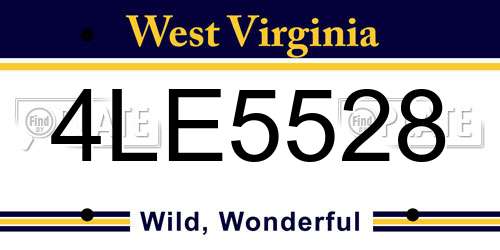 4LE5528 West Virginia License Plate