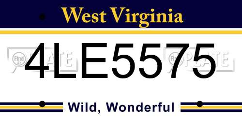 4LE5575 West Virginia License Plate