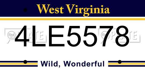 4LE5578 West Virginia License Plate