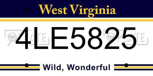 4LE5825 West Virginia License Plate