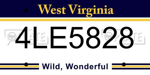 4LE5828 West Virginia License Plate