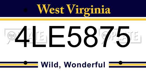 4LE5875 West Virginia License Plate