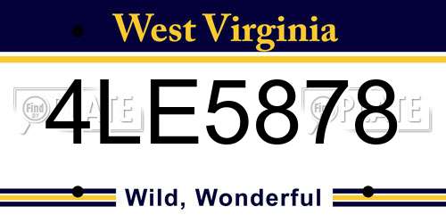 4LE5878 West Virginia License Plate