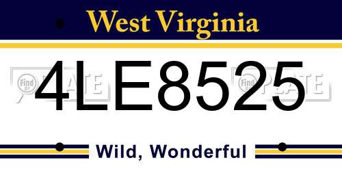 4LE8525 West Virginia License Plate
