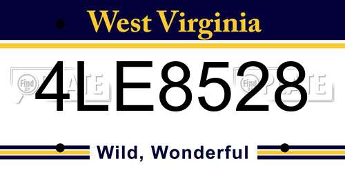 4LE8528 West Virginia License Plate