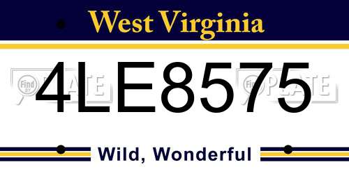 4LE8575 West Virginia License Plate