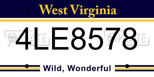 4LE8578 West Virginia License Plate