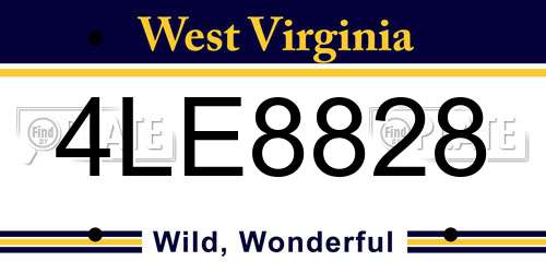 4LE8828 West Virginia License Plate