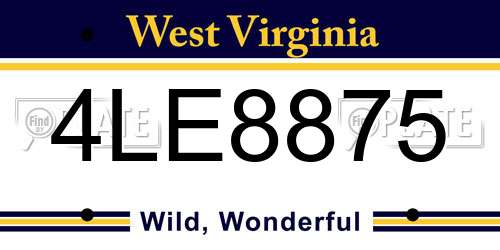 4LE8875 West Virginia License Plate