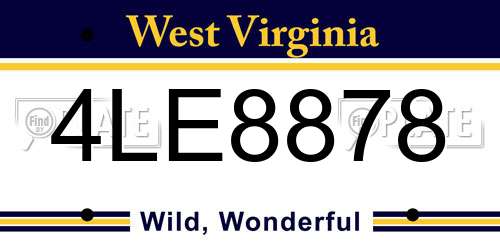 4LE8878 West Virginia License Plate