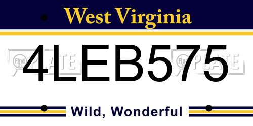 4LEB575 West Virginia License Plate