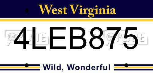 4LEB875 West Virginia License Plate