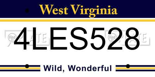 4LES528 West Virginia License Plate