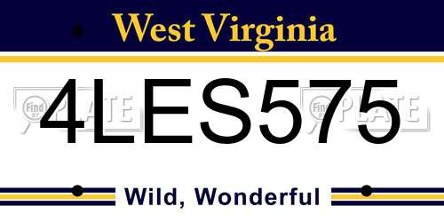4LES575 West Virginia License Plate
