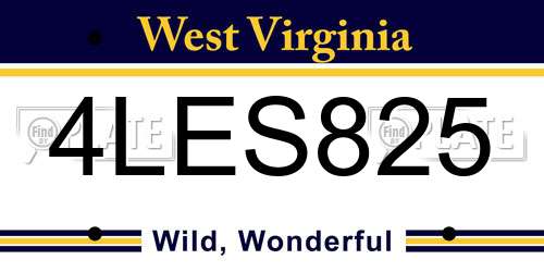 4LES825 West Virginia License Plate