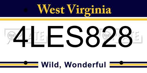 4LES828 West Virginia License Plate