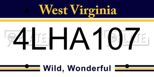 4LHA107 West Virginia License Plate