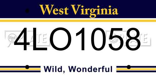 4LO1058 West Virginia License Plate