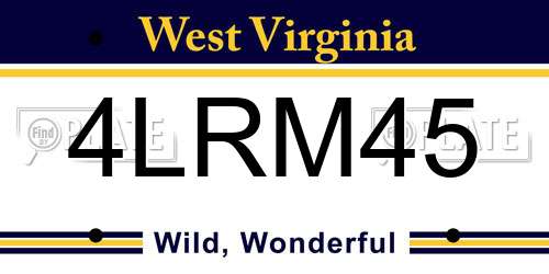 4LRM45 West Virginia License Plate