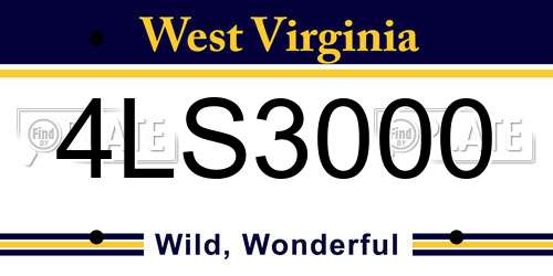 4LS3000 West Virginia License Plate
