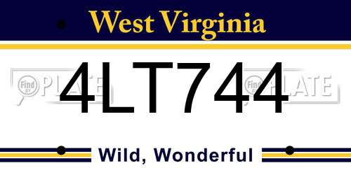 4LT744 West Virginia License Plate