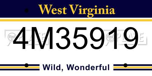 4M35919 West Virginia License Plate