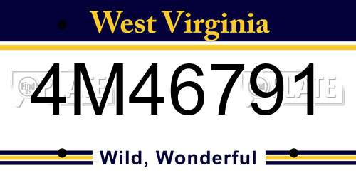 4M46791 West Virginia License Plate