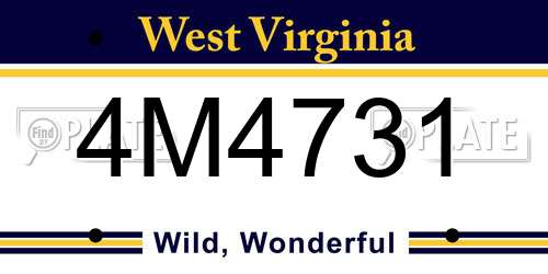 4M4731 West Virginia License Plate