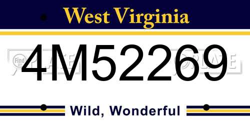 4M52269 West Virginia License Plate