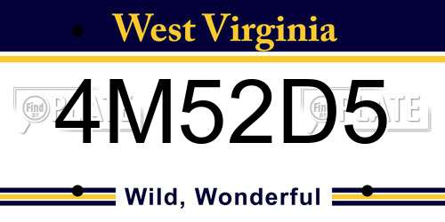 4M52D5 West Virginia License Plate