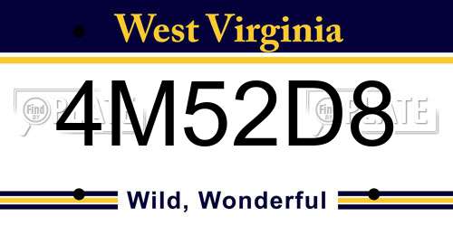 4M52D8 West Virginia License Plate