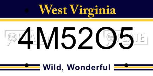 4M52O5 West Virginia License Plate