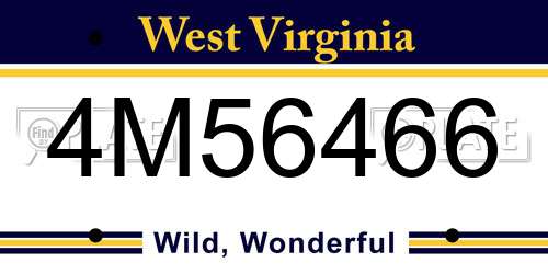 4M56466 West Virginia License Plate