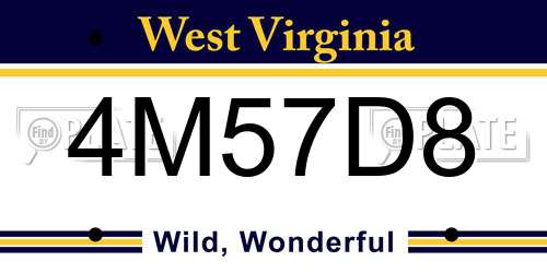 4M57D8 West Virginia License Plate