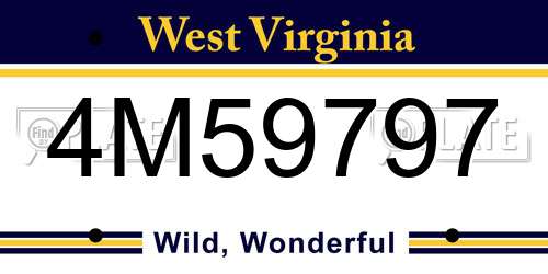 4M59797 West Virginia License Plate