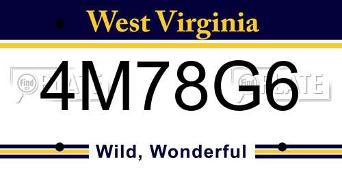 4M78G6 West Virginia License Plate