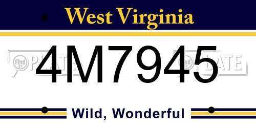 4M7945 West Virginia License Plate