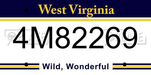 4M82269 West Virginia License Plate
