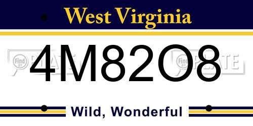 4M82O8 West Virginia License Plate