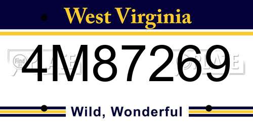 4M87269 West Virginia License Plate